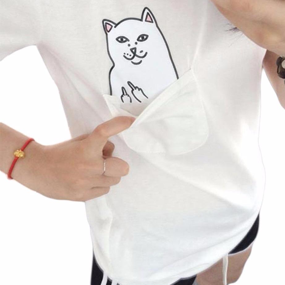 Naughty Cat Printed Women's T-Shirt