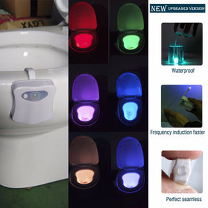 Motion Activated Bathroom Toilet Nightlight LED 8 Color